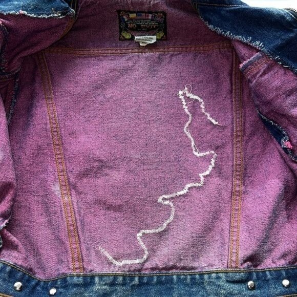 Jordache No Exit Vintage Dead Stock Upcycled Denim Cropped Jacket Size M NWT - Picture 7 of 16